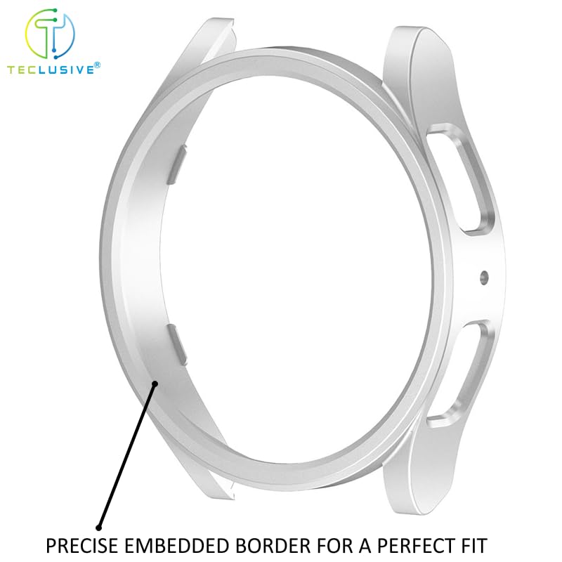 T Teclusive Slim Curved Bumper Case Cover Compatible for Galaxy Watch 6 44mm | Protective Hard Shell Bumper Side Edge Protection Case for Watch 6 44mm (Silver, 44mm) - Image 3