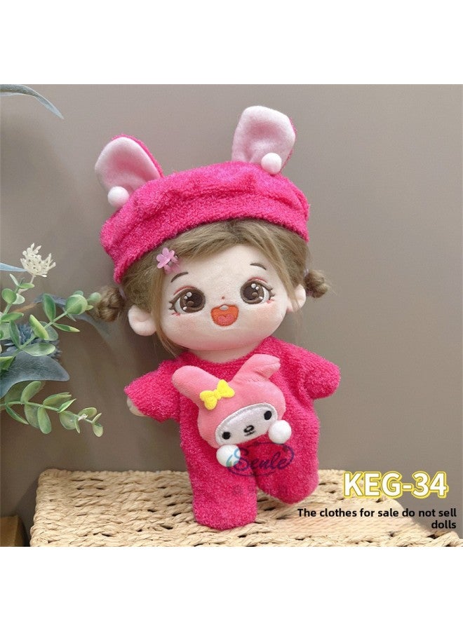 # 20cm Cotton Doll Clothes For Fat Body Can Be Worn Preppy Style Suit Plush Doll Dress Up Cute Baby Clothes Skirt-Color:20cm Cotton Clothes + Headwear (excluding Baby)-Specifications:KEG-34 - Image 1