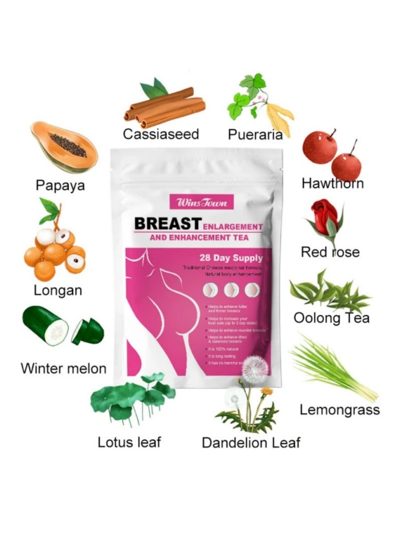 Wins Town 28 Days Tea Nature Herbal Breast Enlargement and Enhancement Tea 30 Tea bags - Image 2