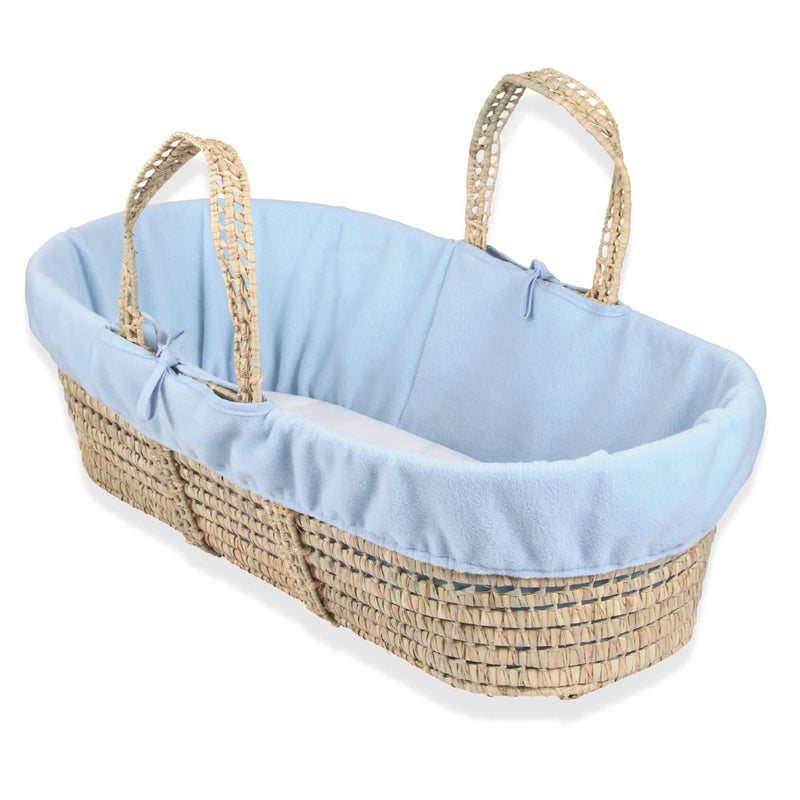 Clair de Lune Fleece Liner/Dressing for Moses/Wicker Basket (Blue) - Image 1