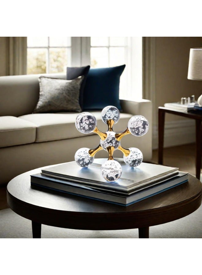Molecular Structure Crystal Ball, Gold Home Decor Living Room, Office, Bookshelves, Bedroom Decor, Coffee Table, Modern Western House Decor Aesthetic, Great Gift Idea - Image 2
