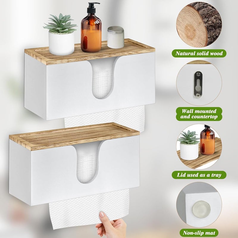 ugiftt 2 Pack Solid Wood Paper Towel Dispenser Wall Mounted Folded Paper Towel Holder with Lid Commercial CFold ZFold Trifold Hand Paper Towel Holder Dispenser for Bathroom Kitchen Office  - Image 4
