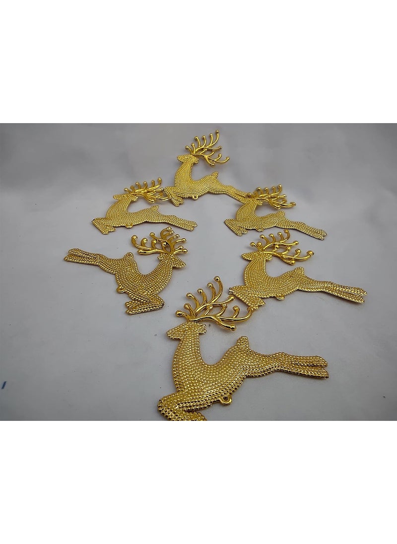 DEV POOJA STORE DEV POOJA STORE Hanging Deer for Christmas Tree Decoration 6 Piece Pack Golden  - Image 2