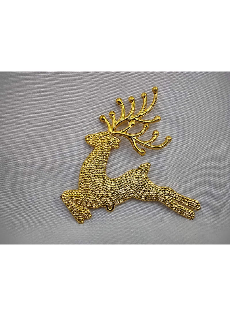 DEV POOJA STORE DEV POOJA STORE Hanging Deer for Christmas Tree Decoration 6 Piece Pack Golden  - Image 3