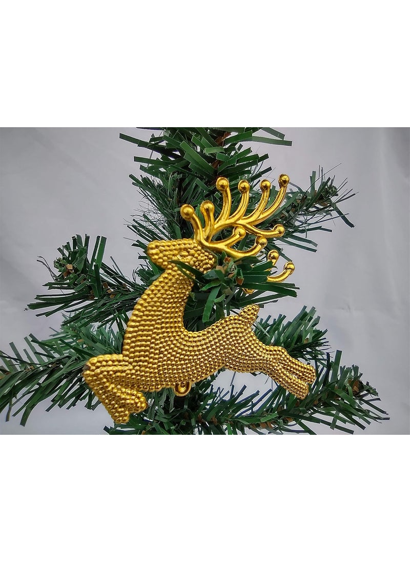 DEV POOJA STORE DEV POOJA STORE Hanging Deer for Christmas Tree Decoration 6 Piece Pack Golden  - Image 1