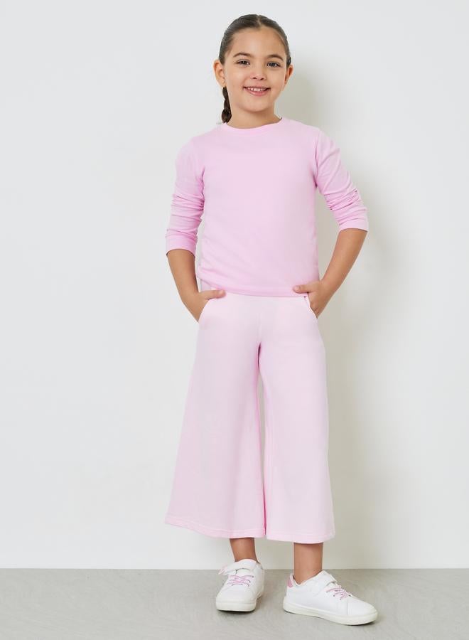 Styli Girls Cotton Cropped Wide Leg Joggers - Image 1
