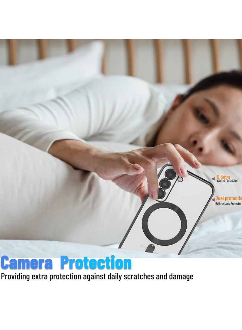 Magnetic Case for Samsung Galaxy S22 Case [Compatible with MagSafe] [Shockproof Military Grade], Transparent Back Slim Bumper Cover Phone Case Samsung S22(black) - Image 3