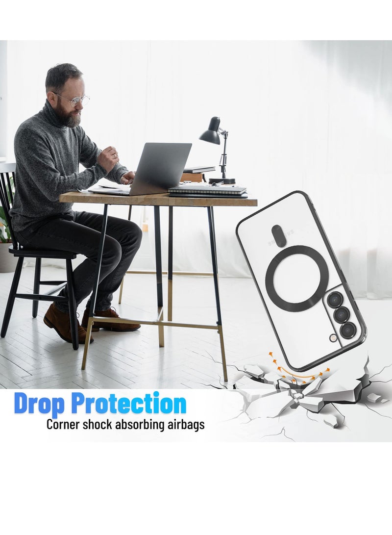 Magnetic Case for Samsung Galaxy S22 Case [Compatible with MagSafe] [Shockproof Military Grade], Transparent Back Slim Bumper Cover Phone Case Samsung S22(black) - Image 4