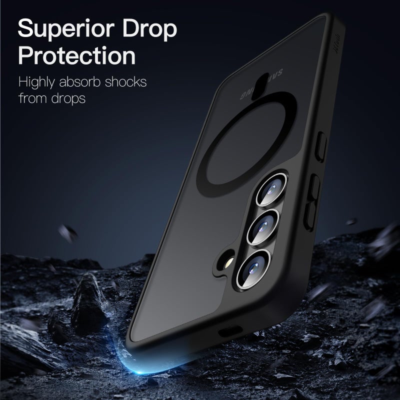 JETech Magnetic Case for Samsung Galaxy S24 5G, Compatible with MagSafe, Translucent Matte Back Shockproof Phone Cover (Black) - Image 4
