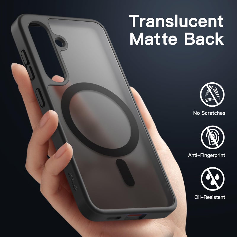 JETech Magnetic Case for Samsung Galaxy S24 5G, Compatible with MagSafe, Translucent Matte Back Shockproof Phone Cover (Black) - Image 5