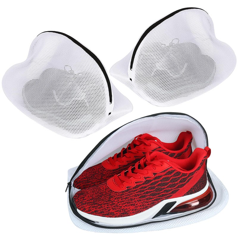 Vivifying Shoe Washing Machine Bag Set of 3 Mesh Shoes Laundry Bag Trainer Washing Machine Bag with Zip Closure for Sneakers Socks Bras