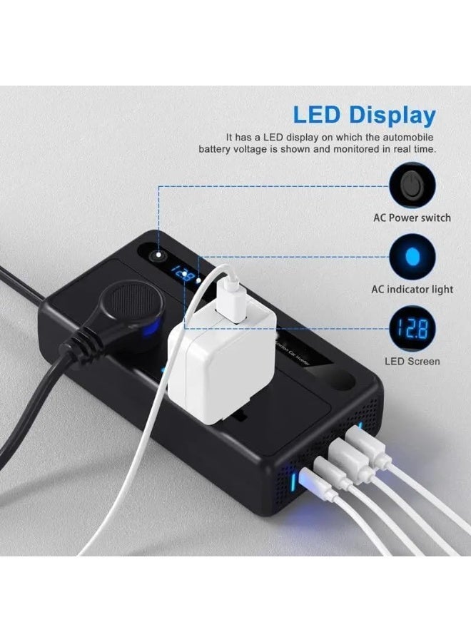 جرين ليون محول طاقة للسيارة بقوة 200 واط مع منافذ شحن سريع PD USB وPD Type-C وشاحن تخييم للسيارة عالي الطاقة - Image 5