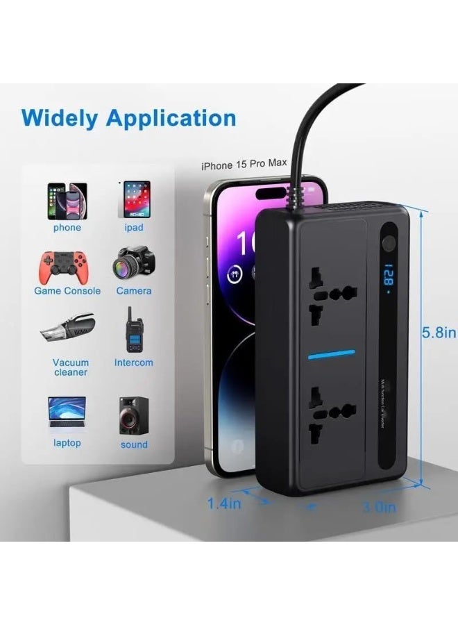 جرين ليون محول طاقة للسيارة بقوة 200 واط مع منافذ شحن سريع PD USB وPD Type-C وشاحن تخييم للسيارة عالي الطاقة - Image 4