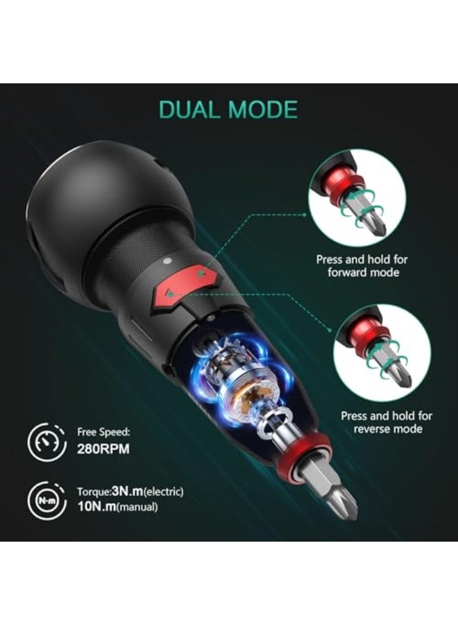 Electric Screwdriver Set, Mini Electric Screwdriver, Rechargeable Cordless Screwdriver Set with with 13 PCS Bits, Type-C Charging Port, for Phones, Toys, PC, Automatic Manual Use for Home Repairs - Image 3