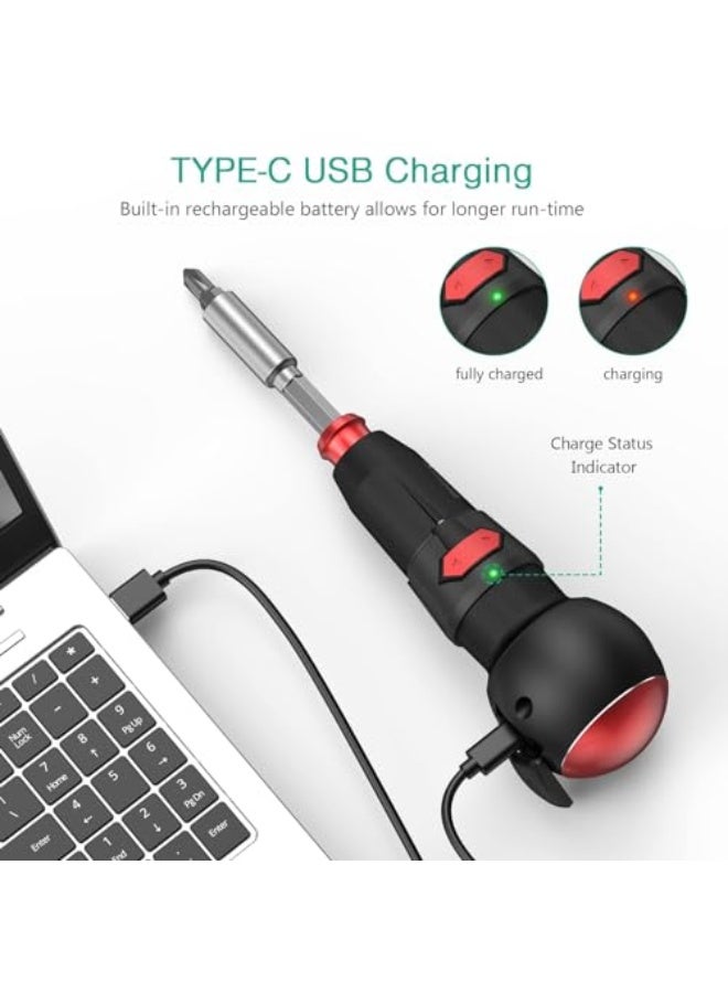 Electric Screwdriver Set, Mini Electric Screwdriver, Rechargeable Cordless Screwdriver Set with with 13 PCS Bits, Type-C Charging Port, for Phones, Toys, PC, Automatic Manual Use for Home Repairs - Image 4