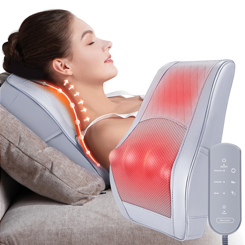 Neck and Shoulder Massager with Heat Shiatsu Massage Pillow with 3D Deep Tissue Kneading for Back Legs Foot Body Pain Reliefat Home Office Car Gift for Mom Dad