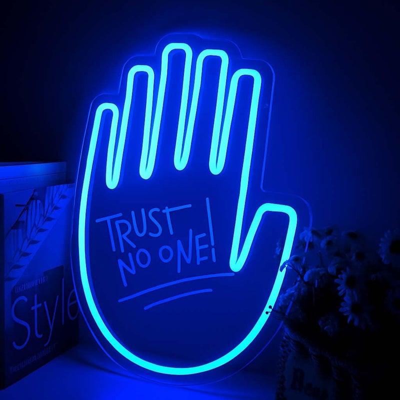 Horoof Home Gravity Falls Hand Neon LED Wall Light - Trust No One Design, 37.5 x 27.5 cm Acrylic Lamp - Image 1