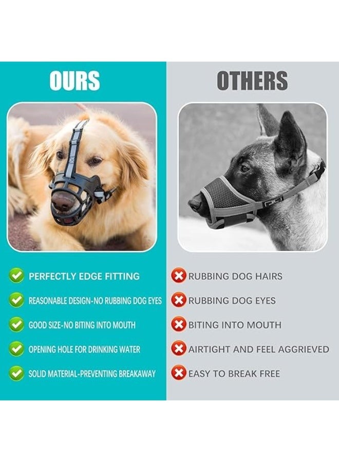 كمامة للكلاب، سلة أمان مطاطية ناعمة، كمامة كلاب قابلة للتعديل، مناسبة للكلاب الصغيرة، والمتوسطة، والكبيرة، تسمح بالشرب واللهاث، كمامة مضادة للعض والنباح والمضغ مع شرائط عاكسة. - Image 5