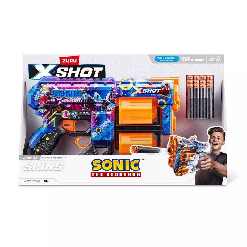 X-Shot Skins Sonic the Hedgehog Dread Super Speed Blaster with 12 Darts - Image 1