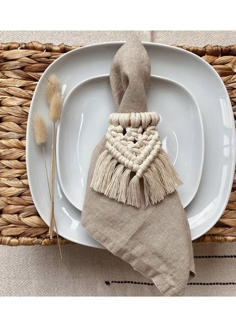 Napkin Rings Set of 2 - Handmade Bohemian Lace Woven Cotton Napkin Ring Holders for Wedding Party and Holiday Bridal Shower Banquet, Farmhouse Table Decor  - Image 5