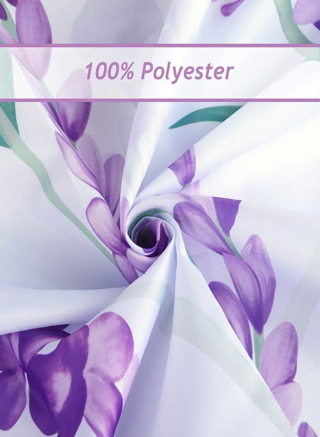 Bonhause Purple Lavender Shower Curtain, Spring Lilac Floral Butterfly Bathroom Decor 72x72 Inch Polyester Fabric Waterproof Bath Curtain with 12 Hooks - Image 5