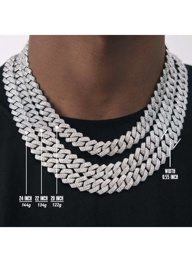 APaztip Mens Cuban Link Chain Silver/Gold 18'' 20'' 22'' 24'' Necklace Iced Out Thick Chain For Women Bling Diamond Cut Cuban Link Chains For Men Hip Hop Jewelry, 18 inch, Silver/Gold Plating, - Image 4