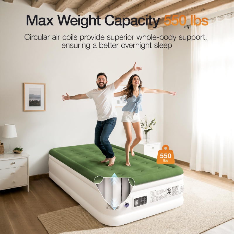 Zearna Zearna Air Mattress with Built in Pump - Upgraded Twin Blow Up Mattress, 2 Mins Quick Self Inflatable with Double Air Chamber,18"/550lbs Max, Strong Support, for Camping,Home,Guests,Portable Travel  - Image 2