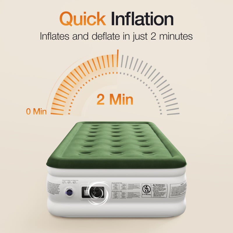 Zearna Zearna Air Mattress with Built in Pump - Upgraded Twin Blow Up Mattress, 2 Mins Quick Self Inflatable with Double Air Chamber,18"/550lbs Max, Strong Support, for Camping,Home,Guests,Portable Travel  - Image 3