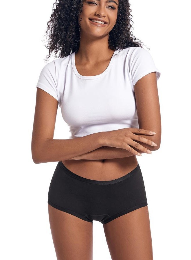 Goat Union Organic Cotton Boyleg Period Underwear for Women & Teens - Moderate Absorbency Period Panty, Black, XS, Pack of 1 - Image 1