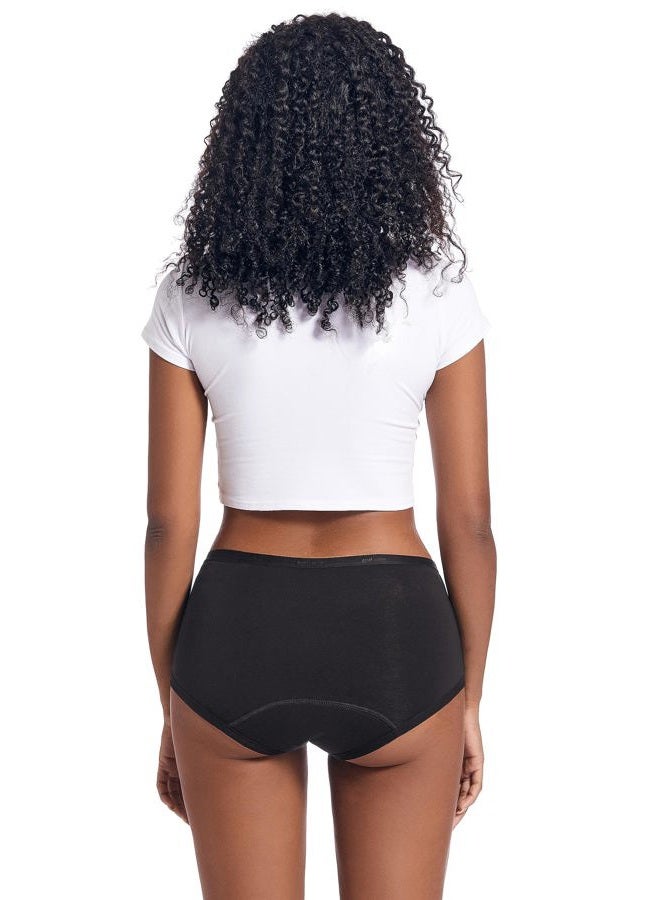 Goat Union Organic Cotton Boyleg Period Underwear for Women & Teens - Moderate Absorbency Period Panty, Black, XS, Pack of 1 - Image 2