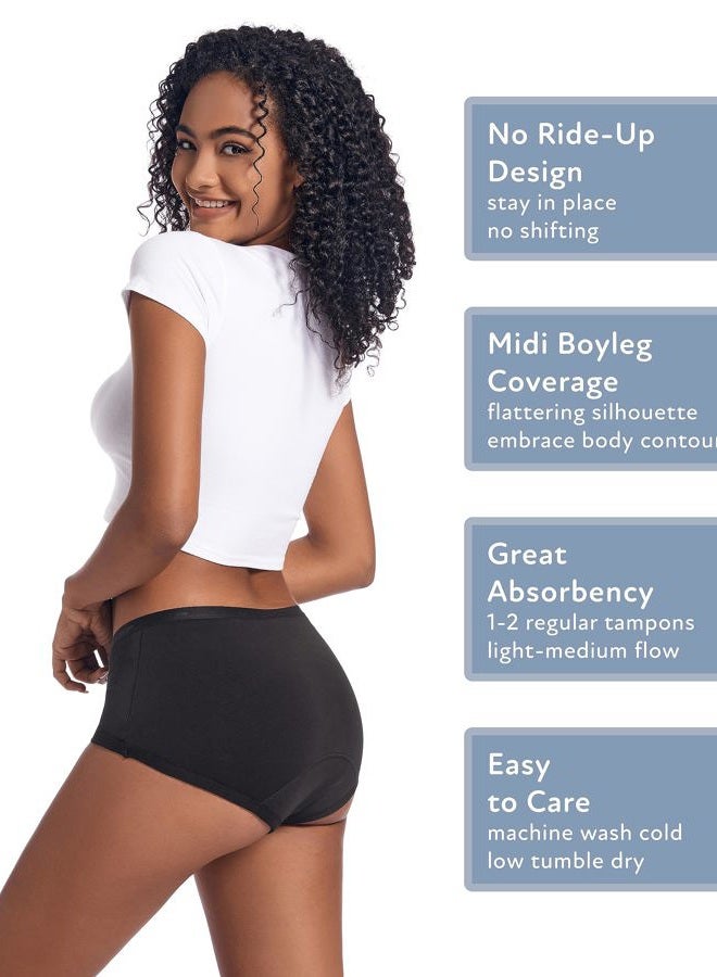 Goat Union Organic Cotton Boyleg Period Underwear for Women & Teens - Moderate Absorbency Period Panty, Black, XS, Pack of 1 - Image 4