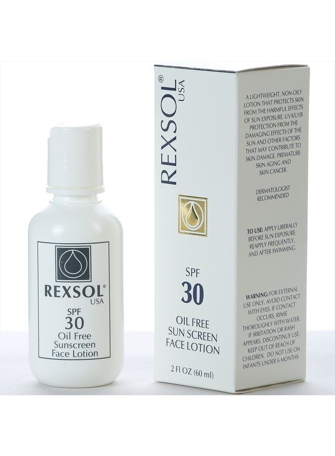 REXSOL لوشن واقي من الشمس خالي من الزيت SPF 30 للوجه | مع فيتامين C، فيتامين E وفيتامين A | يوفر حماية معززة كاملة ضد أشعة UVA و UVB | يحارب الشيخوخة المبكرة. (60 مل / 2 أونصة سائلة) - Image 1