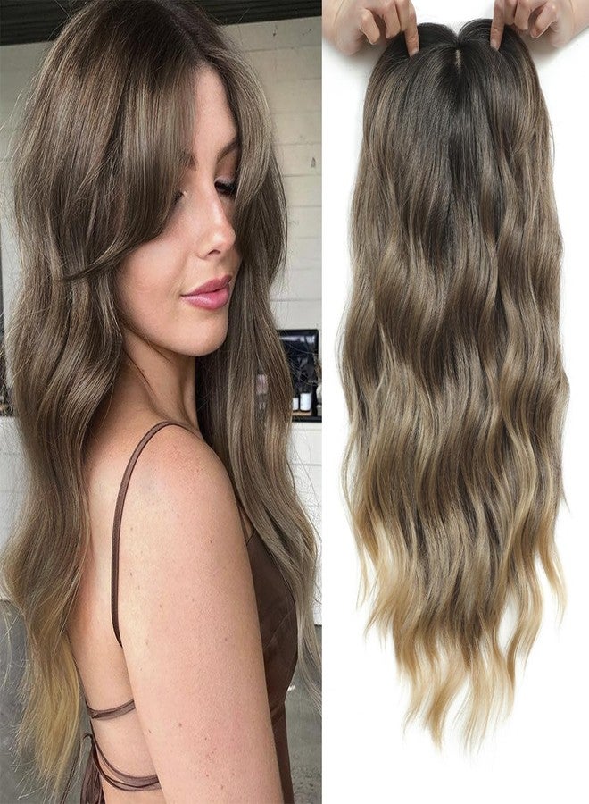 gulagula 20" Wavy Hair Topper 6.5"x6.5" Base Size Hair Toppers for Women Synthetic Hairpieces for Women with Thinning hair Wavy Clip In - Image 1