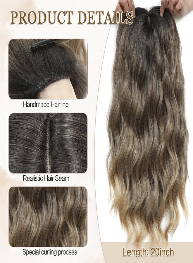 gulagula 20" Wavy Hair Topper 6.5"x6.5" Base Size Hair Toppers for Women Synthetic Hairpieces for Women with Thinning hair Wavy Clip In - Image 3