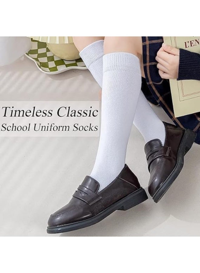 HZYH Girls Knee High Sock for Dress, Fashion Knit Socks, Ribbed School Uniform Socks, 3 Pairs Seamless Tube Sock for 8-10 Years Old - Image 3