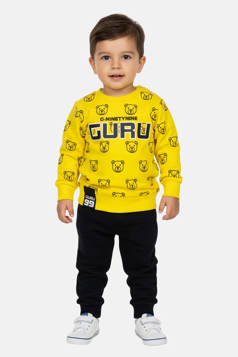 guru G99 By Guru Toddlers Boy 2 Pieces Brand Logo T-Shirt With Bottom Set, Multicolor - Image 1