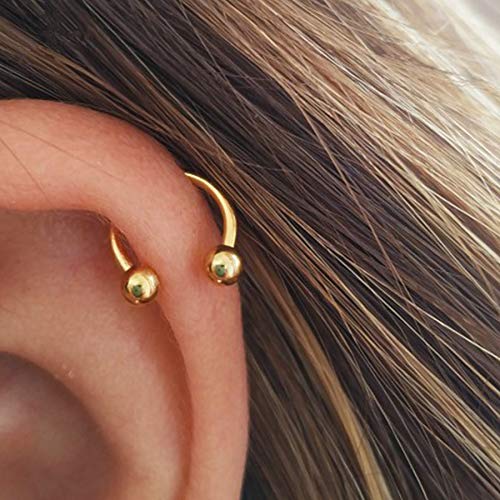 NZDLM Horseshoe Hoop Nose Rings Cartilage Earring Nose Septum Nose Nostril Stainless Steel Bull Nose Ring for Women Men Gold - Image 3