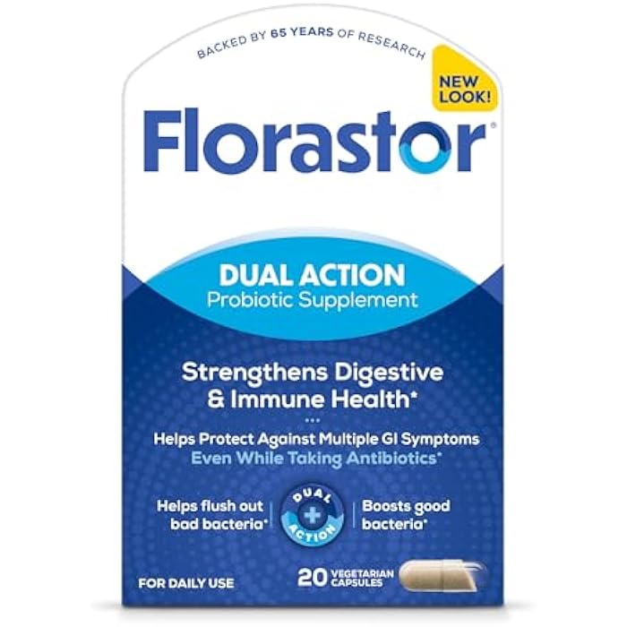 Florastor Probiotics for Digestive & Immune Health, 20 Capsules, Probiotics for Women & Men, 1 Probiotic Worldwide, Flush Out Bad Bacteria & Boost The Good with Our Strain Saccharomyces boulardii - Image 1