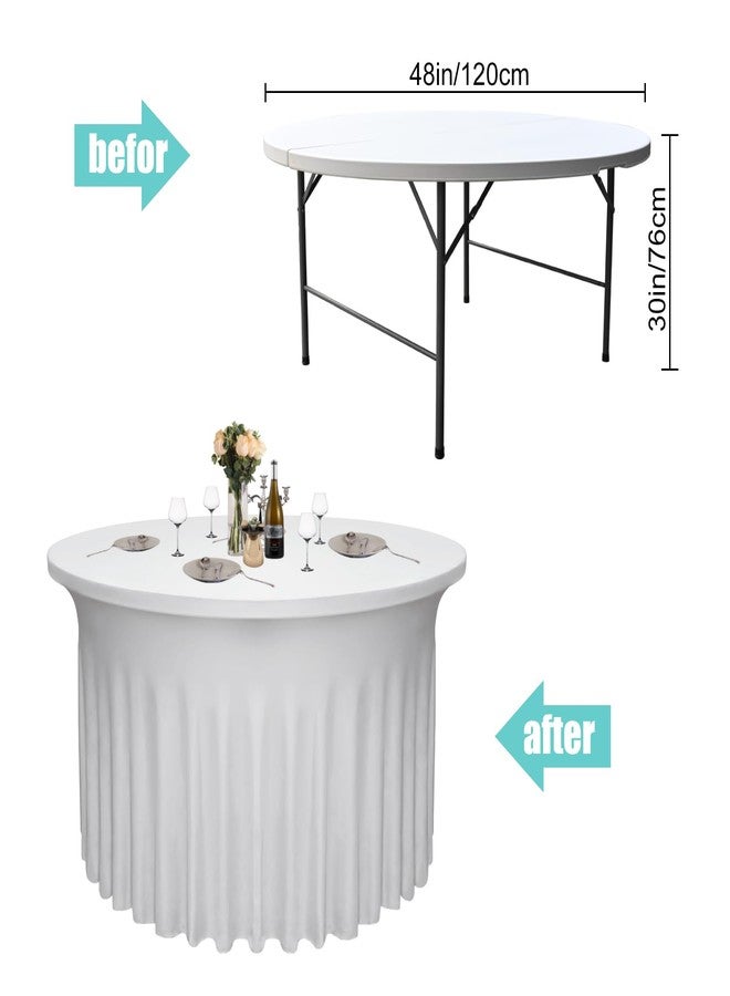 Yoquare 2 Pack 48" Diameter x 30" Height White Table Skirt | Fits 4FT Round Tables |Polyester Spandex Round Table Cloths with Skirt|Stain 、Wrinkle Resistant、 for Wedding,Party,Dining,Banquet - Image 3