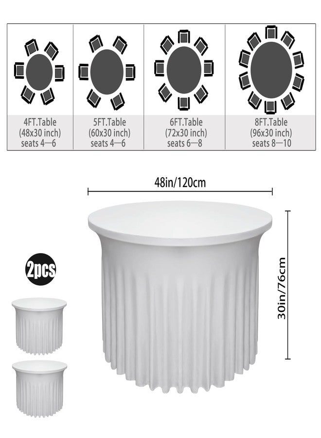 Yoquare 2 Pack 48" Diameter x 30" Height White Table Skirt | Fits 4FT Round Tables |Polyester Spandex Round Table Cloths with Skirt|Stain 、Wrinkle Resistant、 for Wedding,Party,Dining,Banquet - Image 2