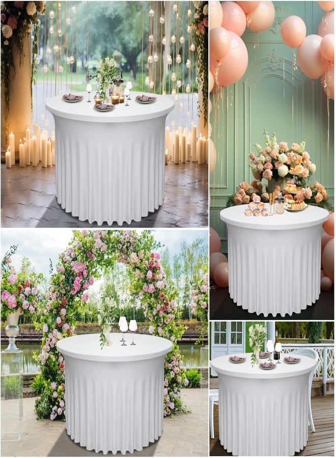 Yoquare 2 Pack 48" Diameter x 30" Height White Table Skirt | Fits 4FT Round Tables |Polyester Spandex Round Table Cloths with Skirt|Stain 、Wrinkle Resistant、 for Wedding,Party,Dining,Banquet - Image 5