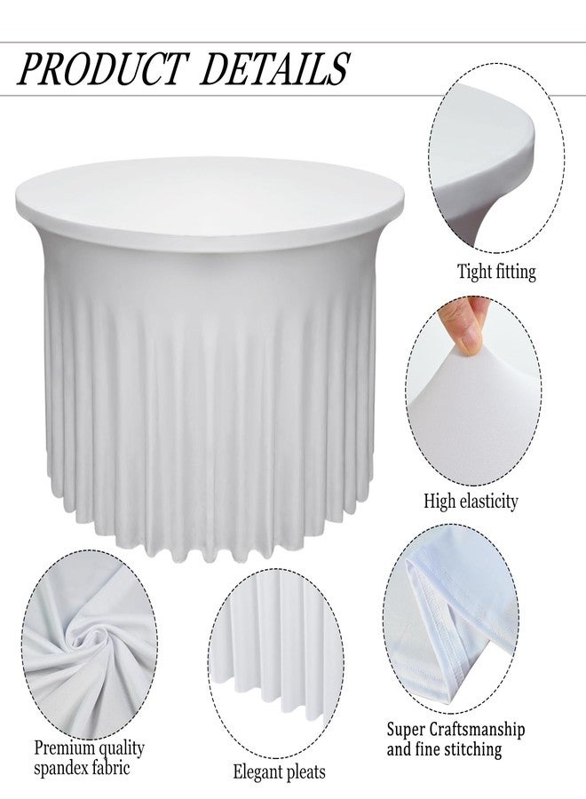 Yoquare 2 Pack 48" Diameter x 30" Height White Table Skirt | Fits 4FT Round Tables |Polyester Spandex Round Table Cloths with Skirt|Stain 、Wrinkle Resistant、 for Wedding,Party,Dining,Banquet - Image 4