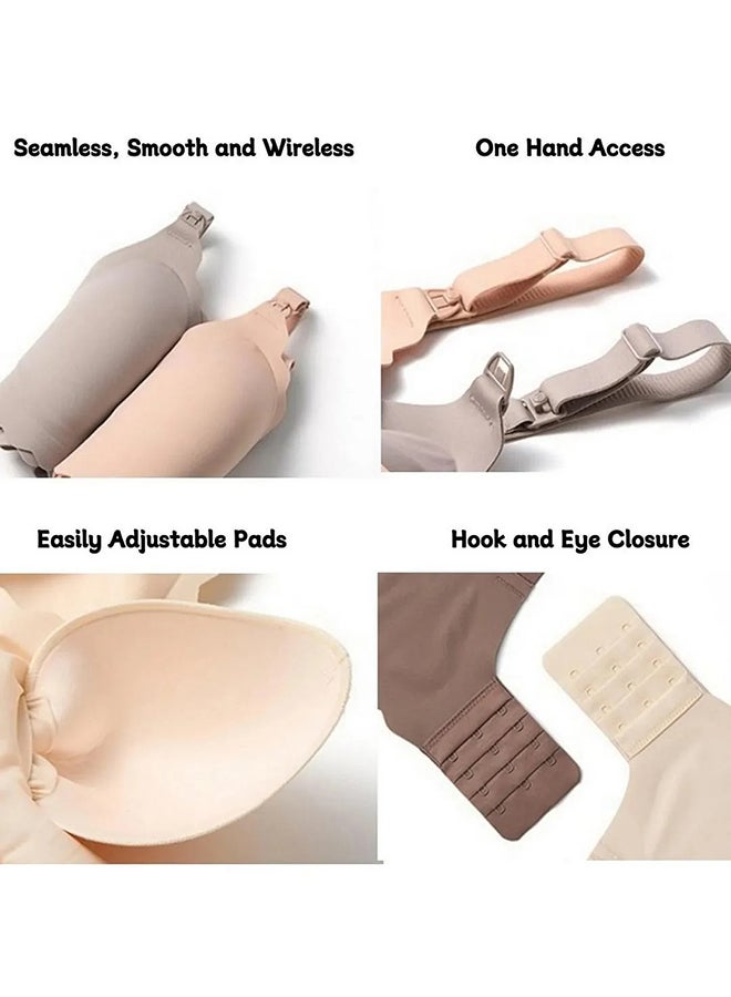 Momcozy سلس - حمالة صدر مريحة للغاية ومتعددة الاستخدامات للحوامل والمرضعات - YN21 - أسود، بيج وكريم M - عبوة من 3 - Image 4