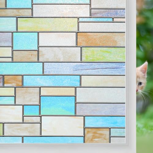 Niviy Privacy Window Film Non-Adhesive Removable Static Cling Glass Film Stained Glass Window Film for Home Kitchen Office - Image 1