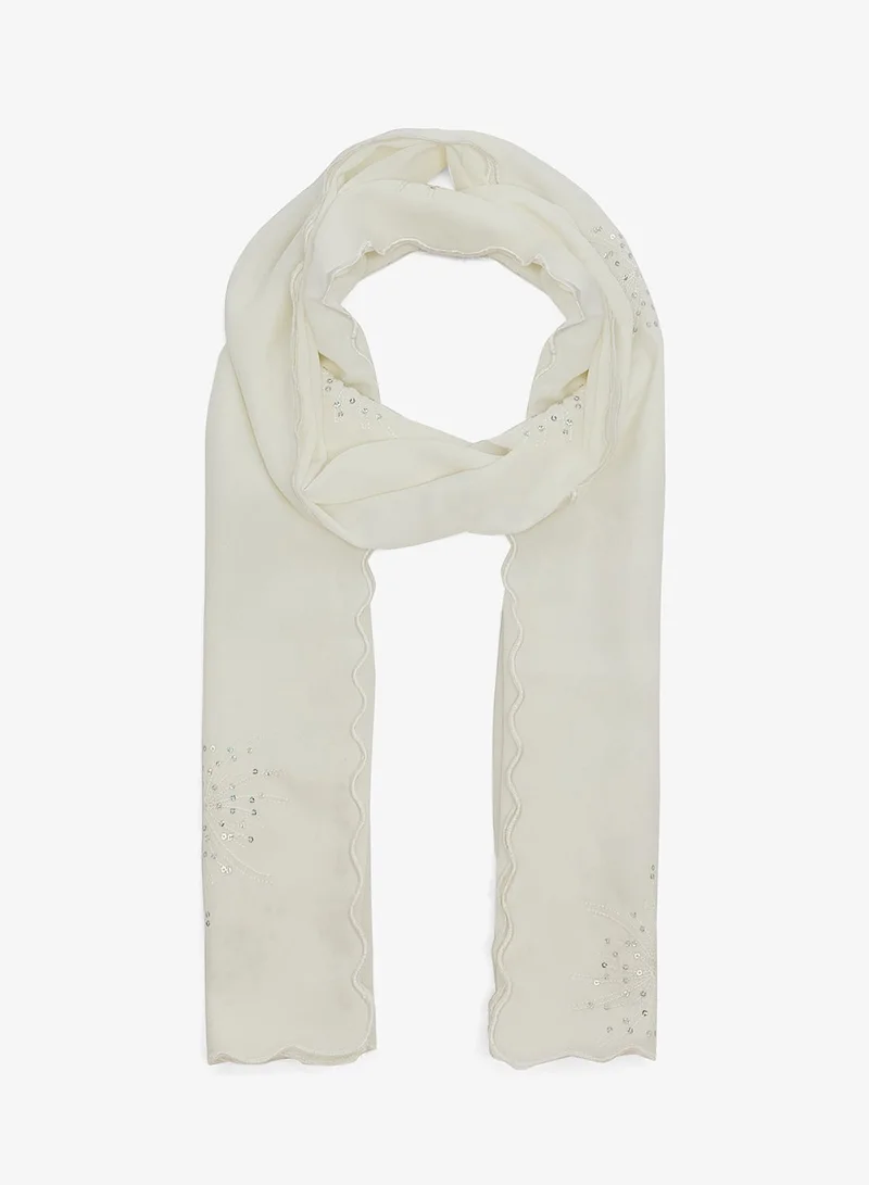 Khizana Embellished Rhinestone Silver Detail Modest Hijab Headscarf