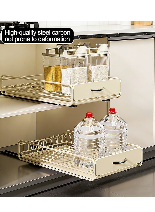 Set of 2 Pull-out Dish Drying Racks, Kitchen Bowl and Plate Storage Organizer with Removable Water Collection Tray, Countertop Dish Rack for Kitchen Counter - Image 5