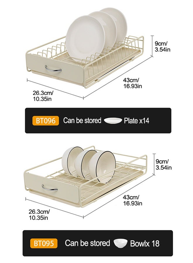 Set of 2 Pull-out Dish Drying Racks, Kitchen Bowl and Plate Storage Organizer with Removable Water Collection Tray, Countertop Dish Rack for Kitchen Counter - Image 2