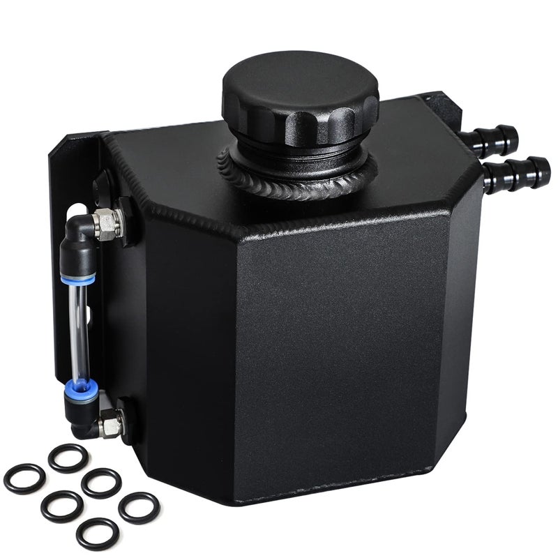 Generic FlyOX Coolant Radiator Overflow Aluminum Tank Reservoir Expansion Catch Can 1 L Universal, Black  - Image 1