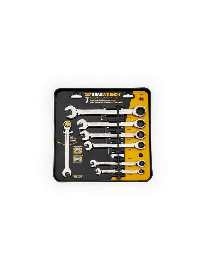 GearWrench 7-Piece 72-Tooth 12-Point Ratcheting Combination Metric Wrench Set Silver 4.6 x 17.5 x 23.5 cm 9417G - Image 2