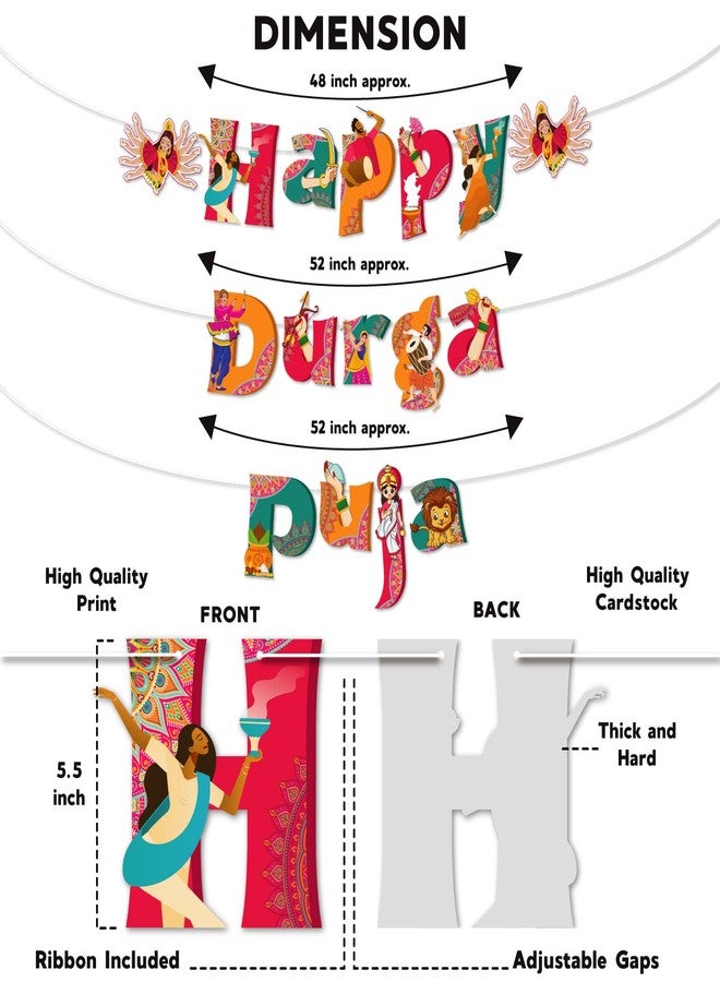 Festiko®Happy Durga Puja 12 Pcs Decoration,Durga Puja Decoration Items,Decorative Items for Durga Puja,Navratri Festival Decoration,Puja Party Supplies Banner,Cake Topper,Cup Cake Toppers - Image 3